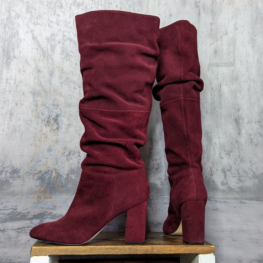 Steve Madden Faola suede slouch tall boots, burgundy, size 11 - Picture 9 of 11